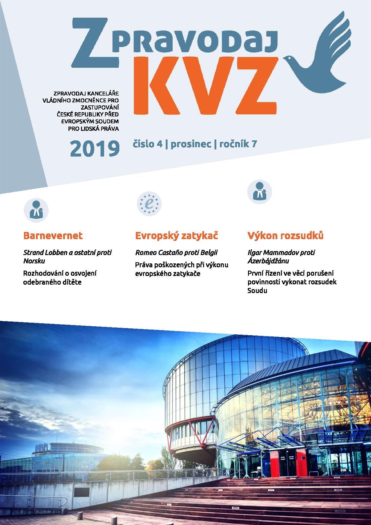Titulní strana Zpravodaje KVZ 04 2019